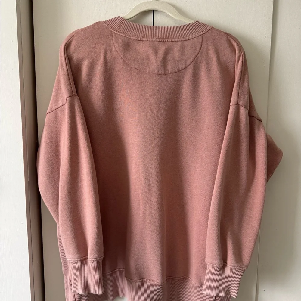 Aerie Women’s Crewneck Sweatshirt Pink Oversized Crewneck Side Slits Size L - Picture 6 of 7